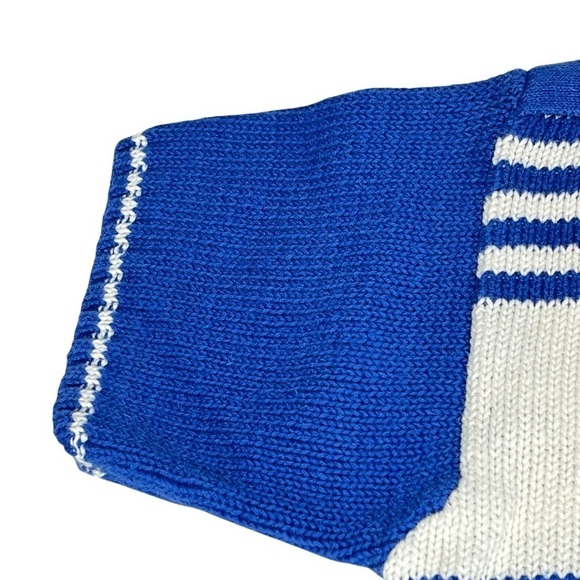 VINTAGE CHAUS Blue White Short Sleeve Sweater Knit Top Women's Size L - Picture 9 of 16